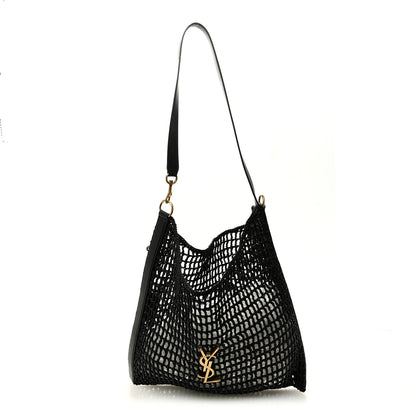 Saint Laurent Raffia Calfskin Oxalis Shoulder Bag Black 1 of 10