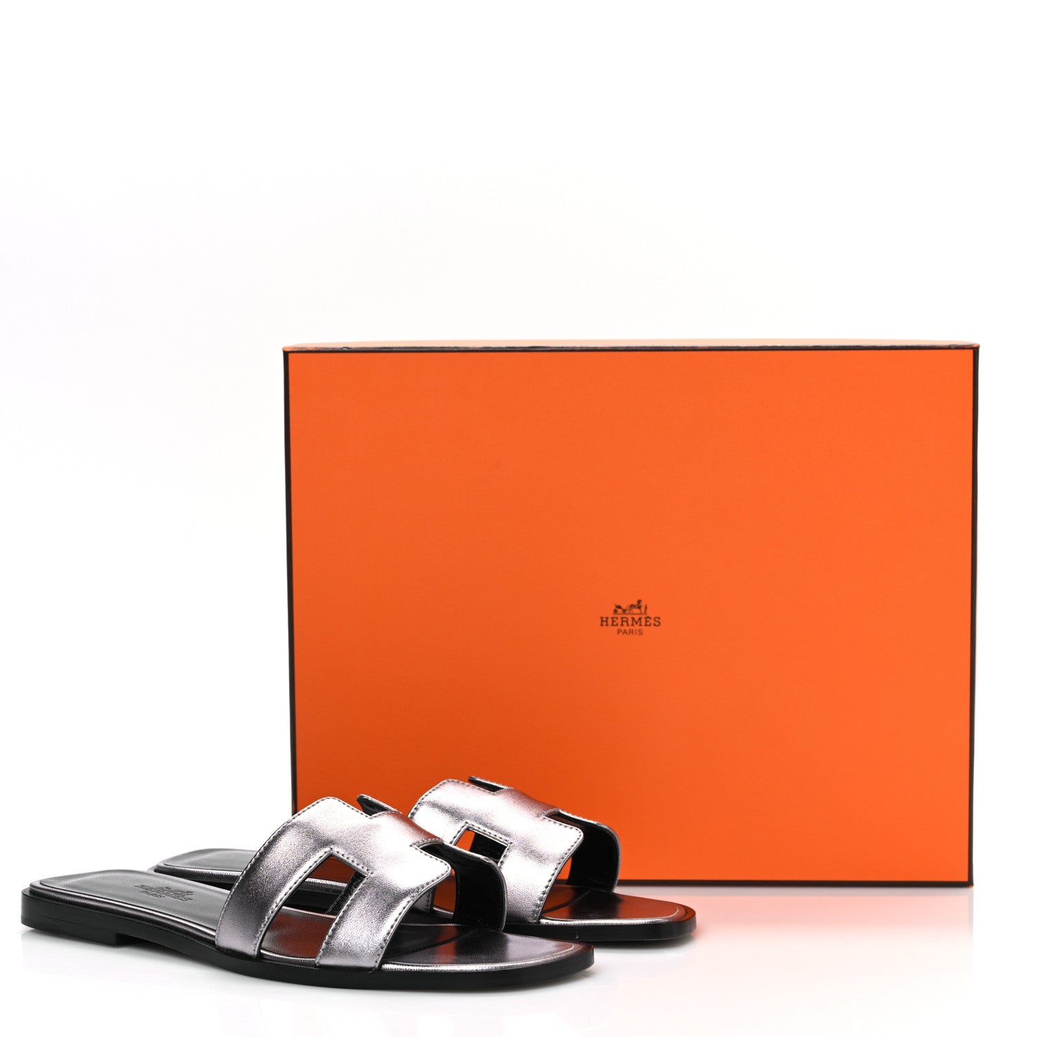 Hermes Metallic Nappa Oran Sandals 36 Gris Argente 10 of 10