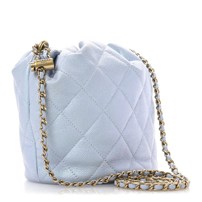 Chanel Iridescent Caviar Quilted My Perfect CC Bucket Drawstring Bag Light Blue 3 of 11
