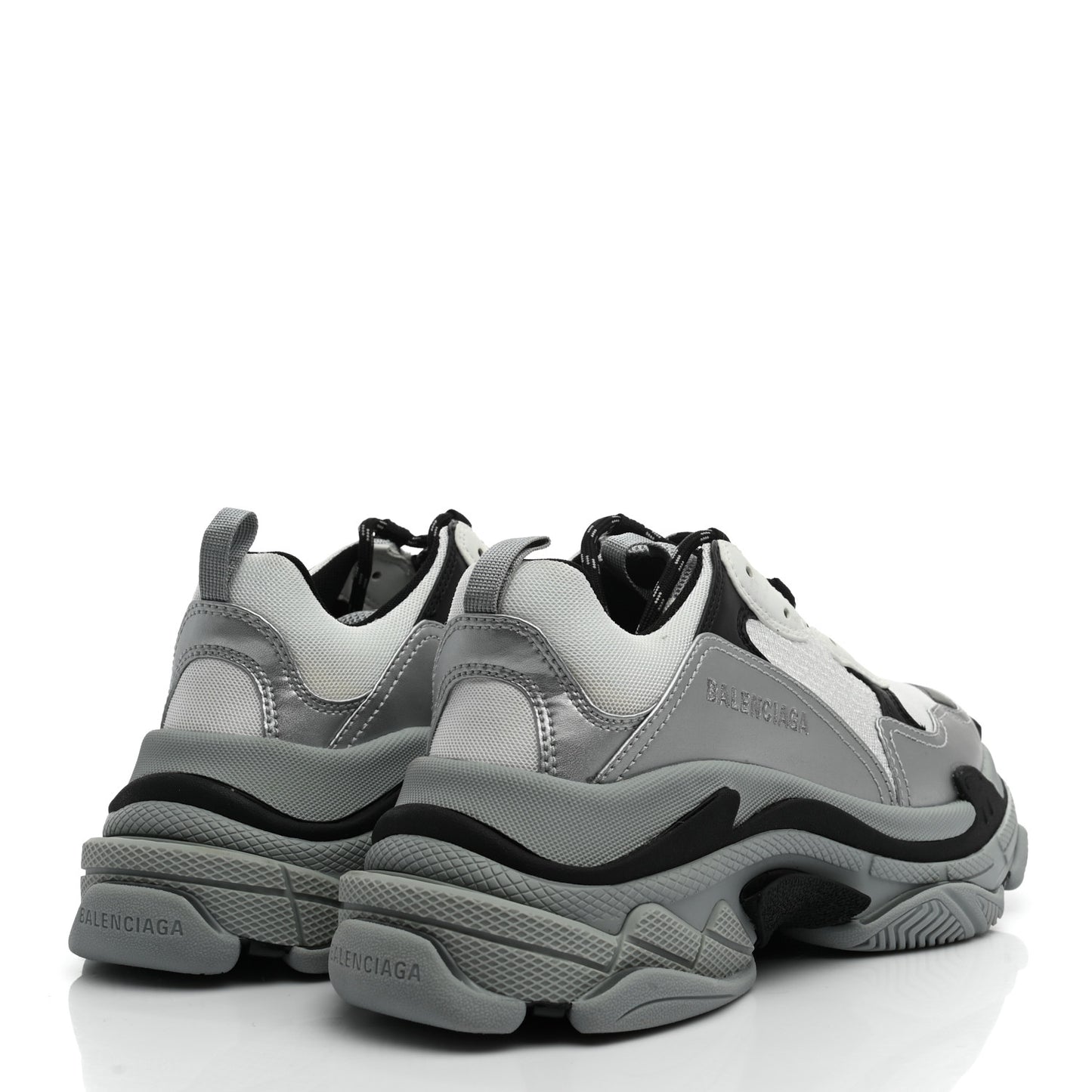 Metallic Fabric Mesh Womens Triple S Sneakers 39 Grey Dark Grey Black