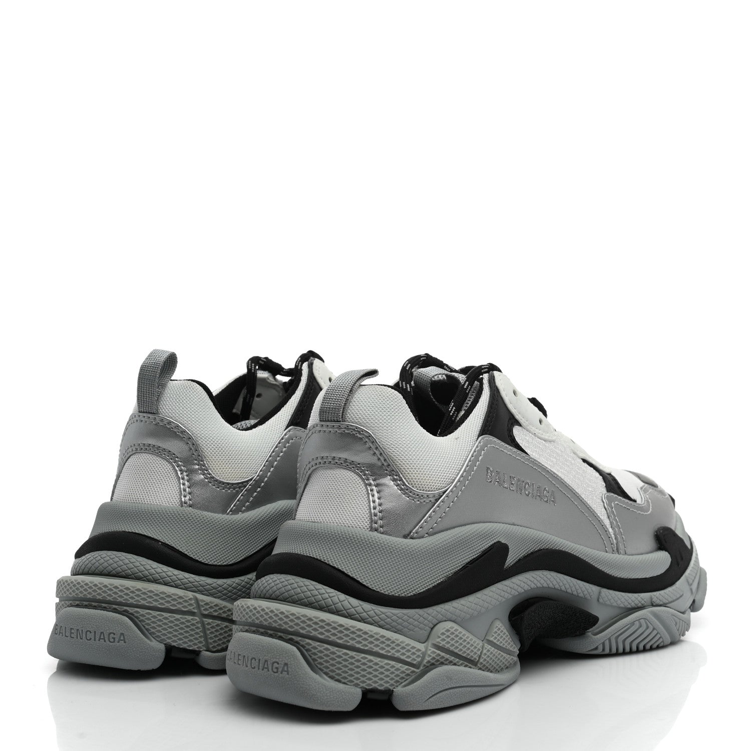 Balenciaga Metallic Fabric Mesh Womens Triple S Sneakers 39 Grey Dark Grey Black 4 of 8