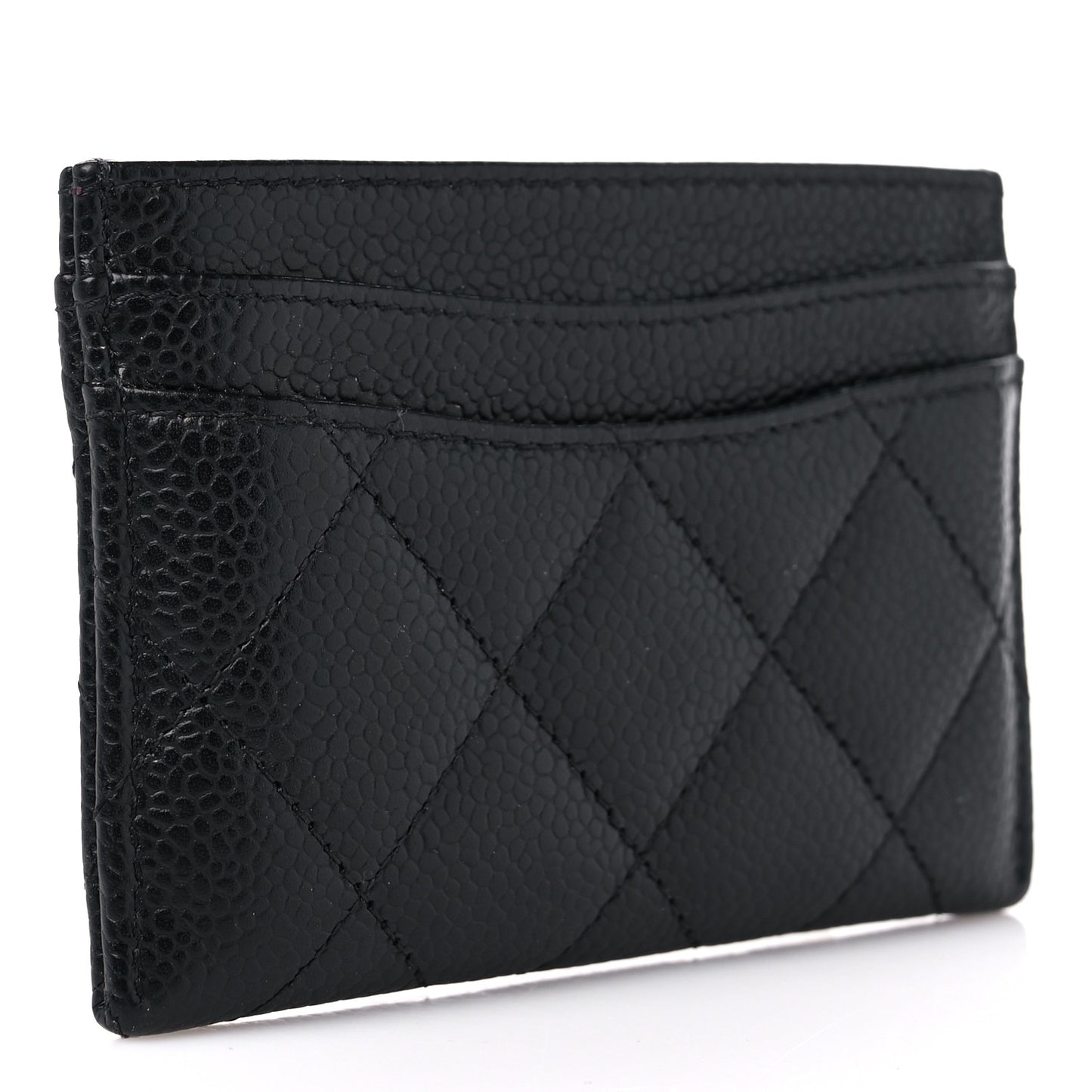 Caviar Quilted Card Holder Black