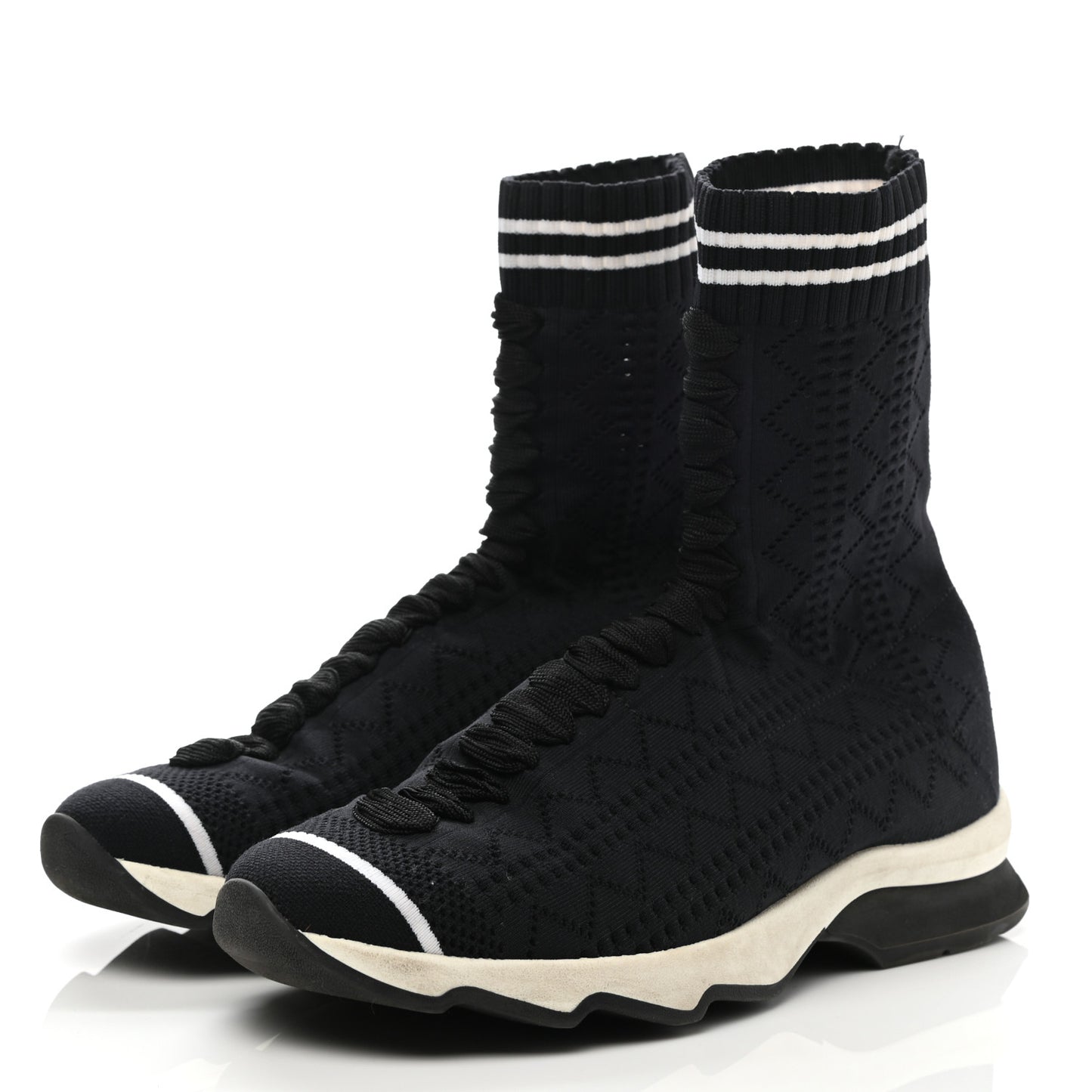 Stretch Knit Womens Sock Sneakers 35 Black