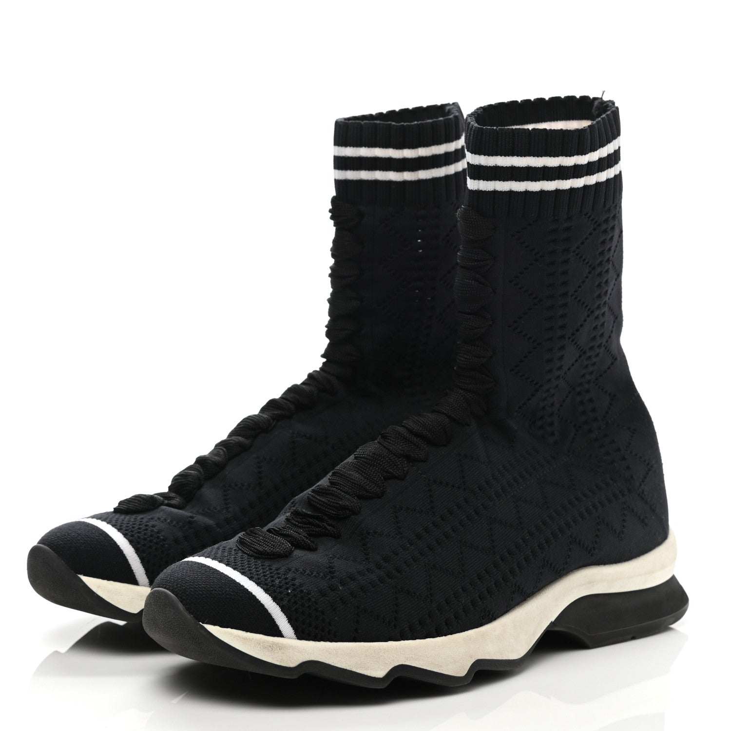Fendi Stretch Knit Womens Sock Sneakers 35 Black 3 of 13
