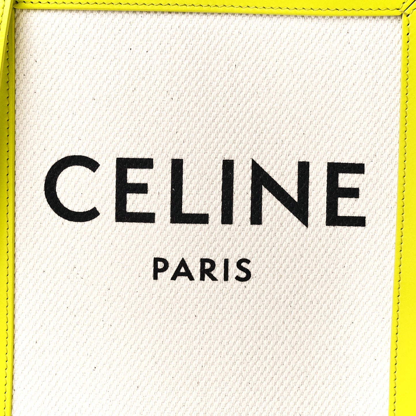 Canvas Calfskin Mini Vertical Cabas Neon Yellow