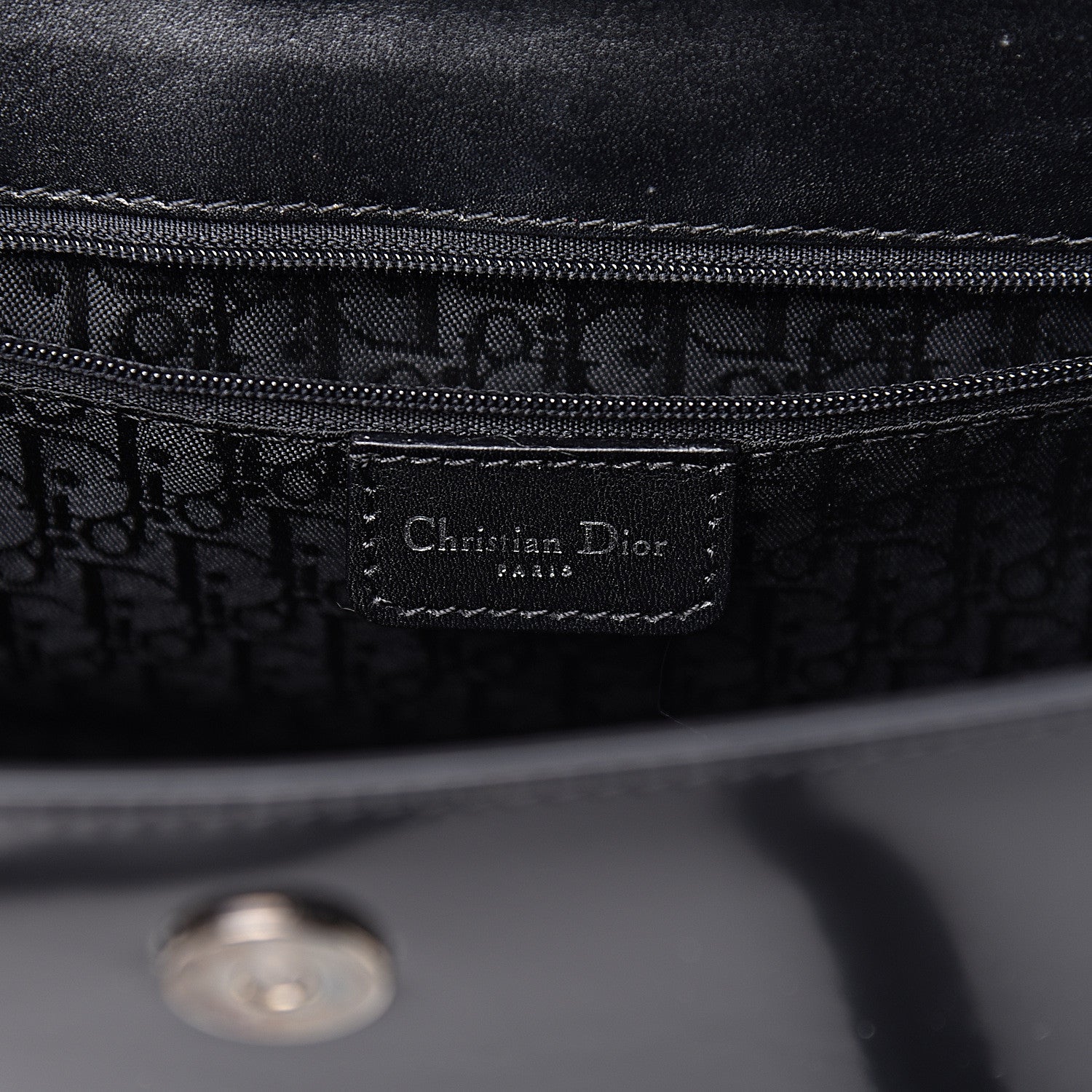 Christian Dior Glazed Calfskin Saddle Shopper Black 6 of 14