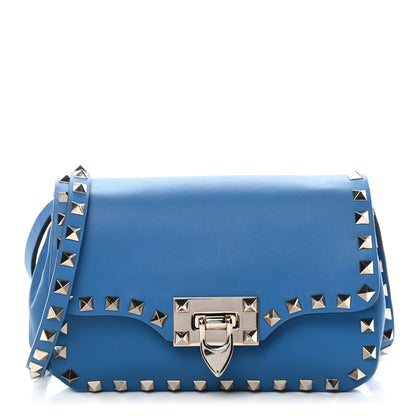 Valentino Garavani Vitello Mini Rockstud Flap Saddle Crossbody Bag Light Sapphire 1 of 10