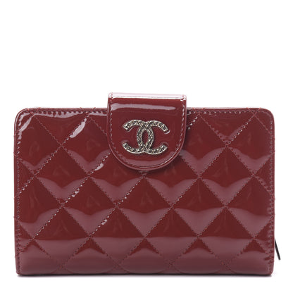 Chanel Patent Quilted Brilliant Zipped Pocket Wallet Dark Red 1 of 10