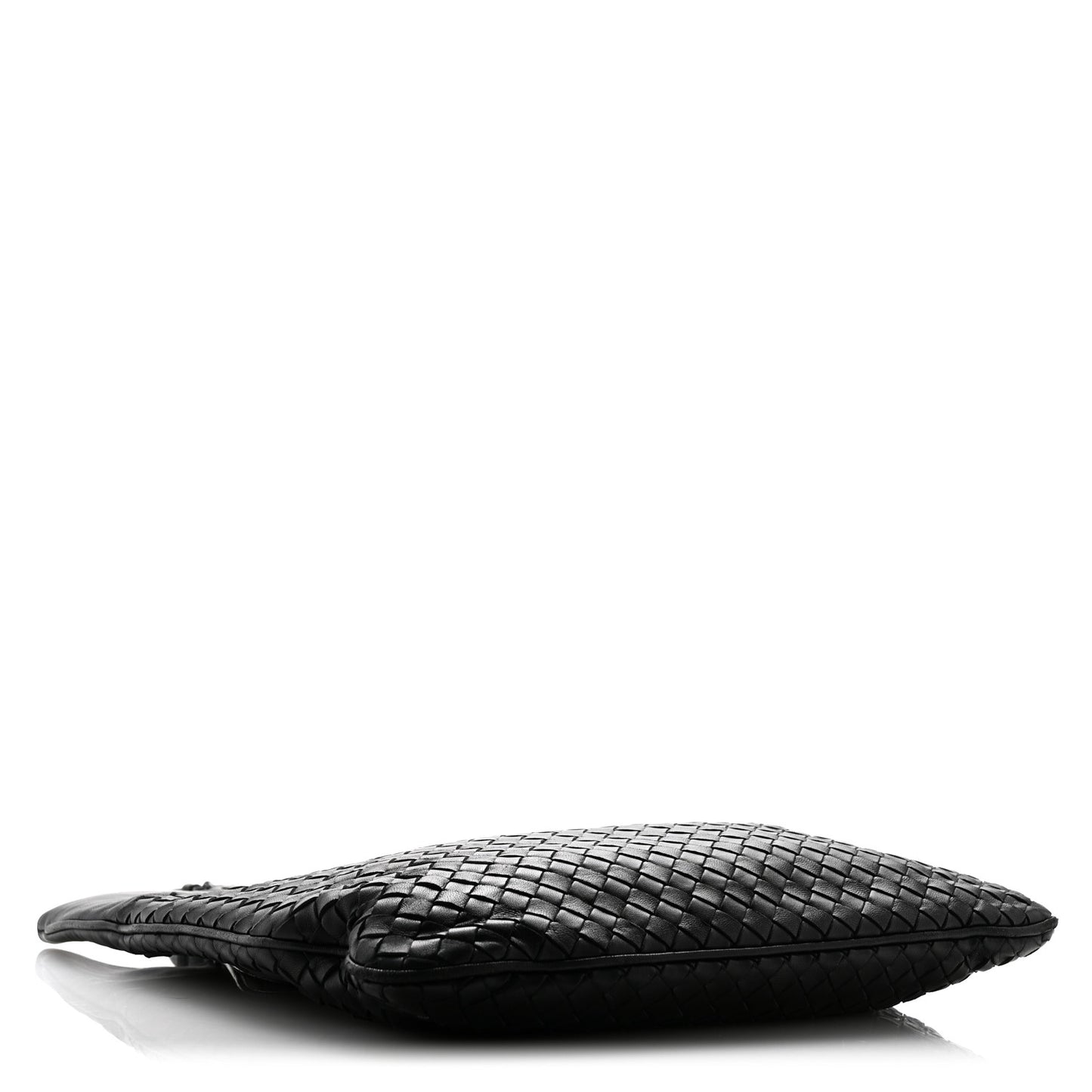 Nappa Intrecciato Flat Shoulder Bag Black