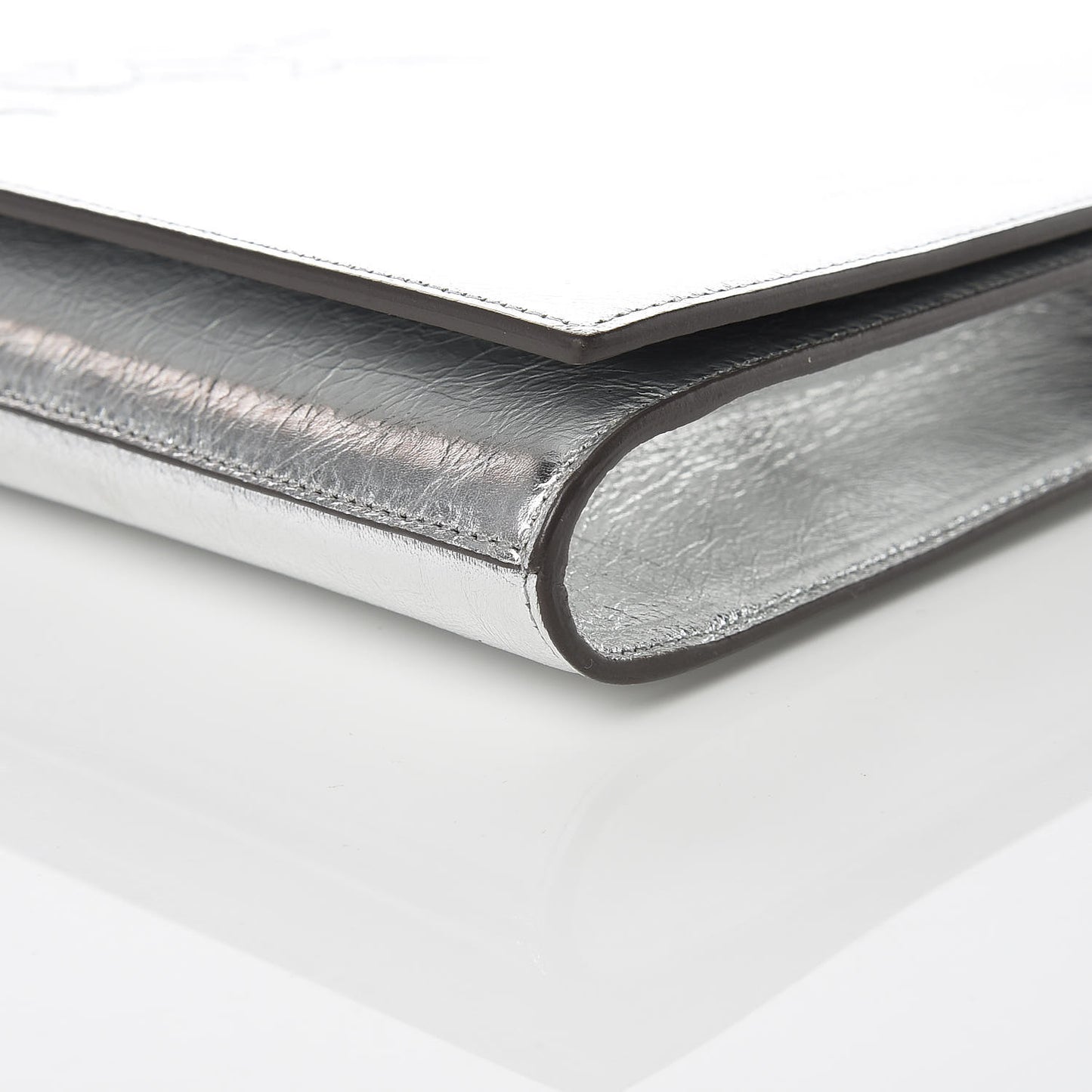Metallic Calfskin Monogram Large Belle De Jour Clutch Silver