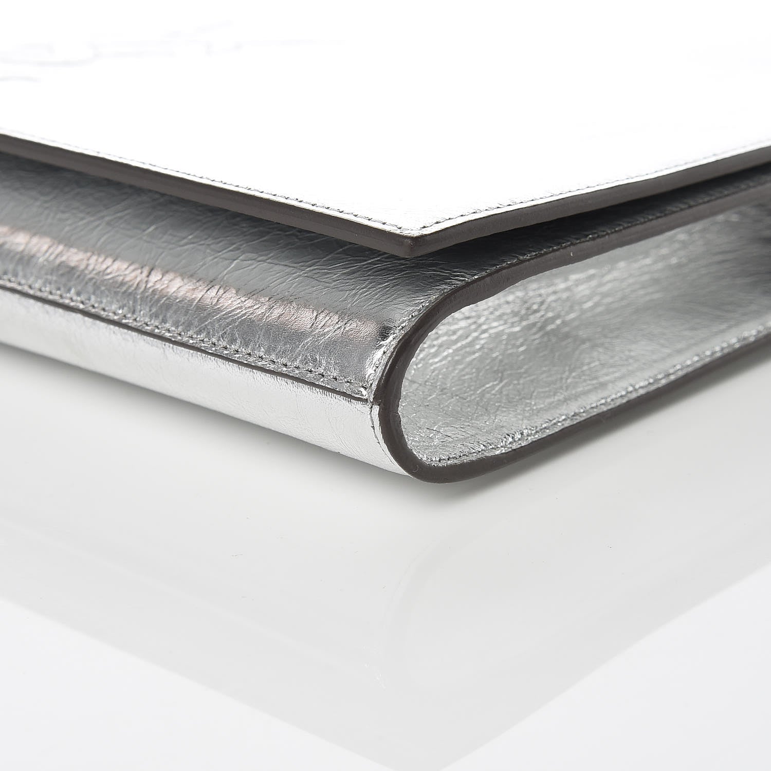 Saint Laurent Metallic Calfskin Monogram Large Belle De Jour Clutch Silver 6 of 9