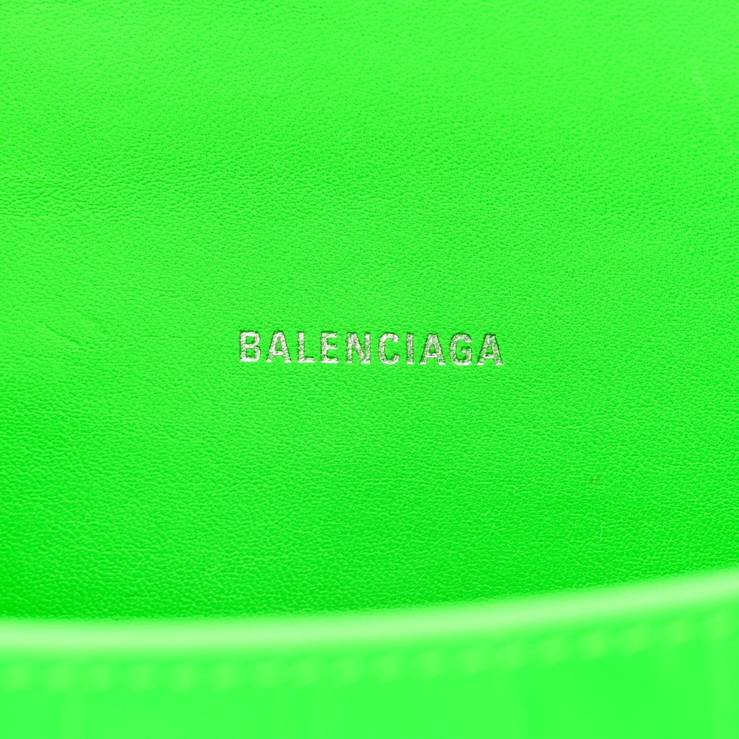 Balenciaga Shiny Calfskin Crocodile Embossed Hourglass Top Handle Bag XS Fluo Green 6 of 18