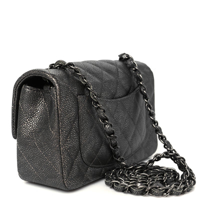 Chanel Metallic Caviar Quilted Mini Rectangular Flap Dark Silver 3 of 11