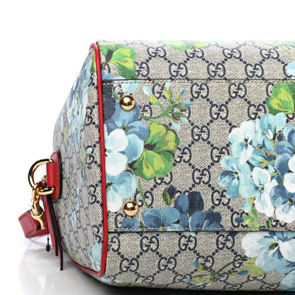 Gucci GG Supreme Monogram Blooms Medium Boston Beige Blue Navy Hibiscus Red 5 of 8