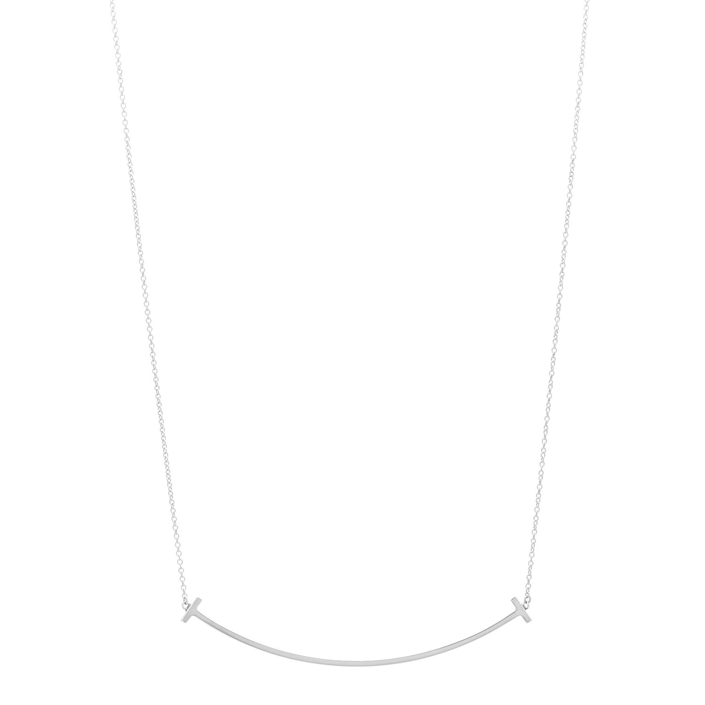 Sterling Silver Large T Smile Pendant Necklace