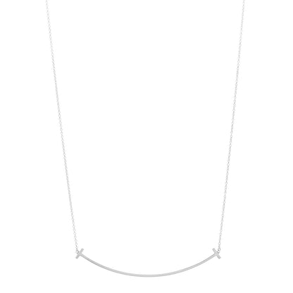 Tiffany Sterling Silver Large T Smile Pendant Necklace 1 of 4