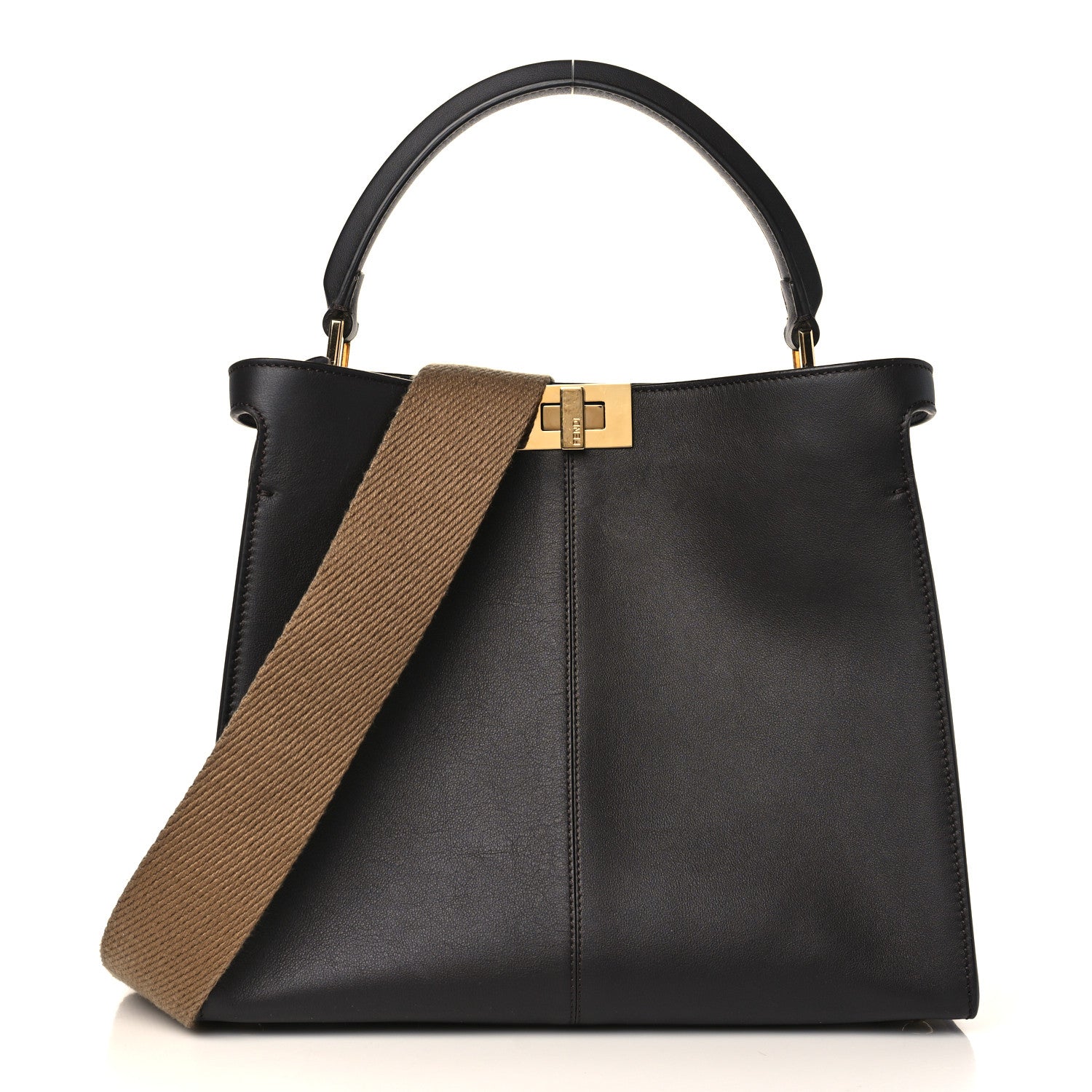 Fendi Vitello Seta Nabuk Pequin Medium Peekaboo X-Lite Ebano Tobacco Moro 1 of 9