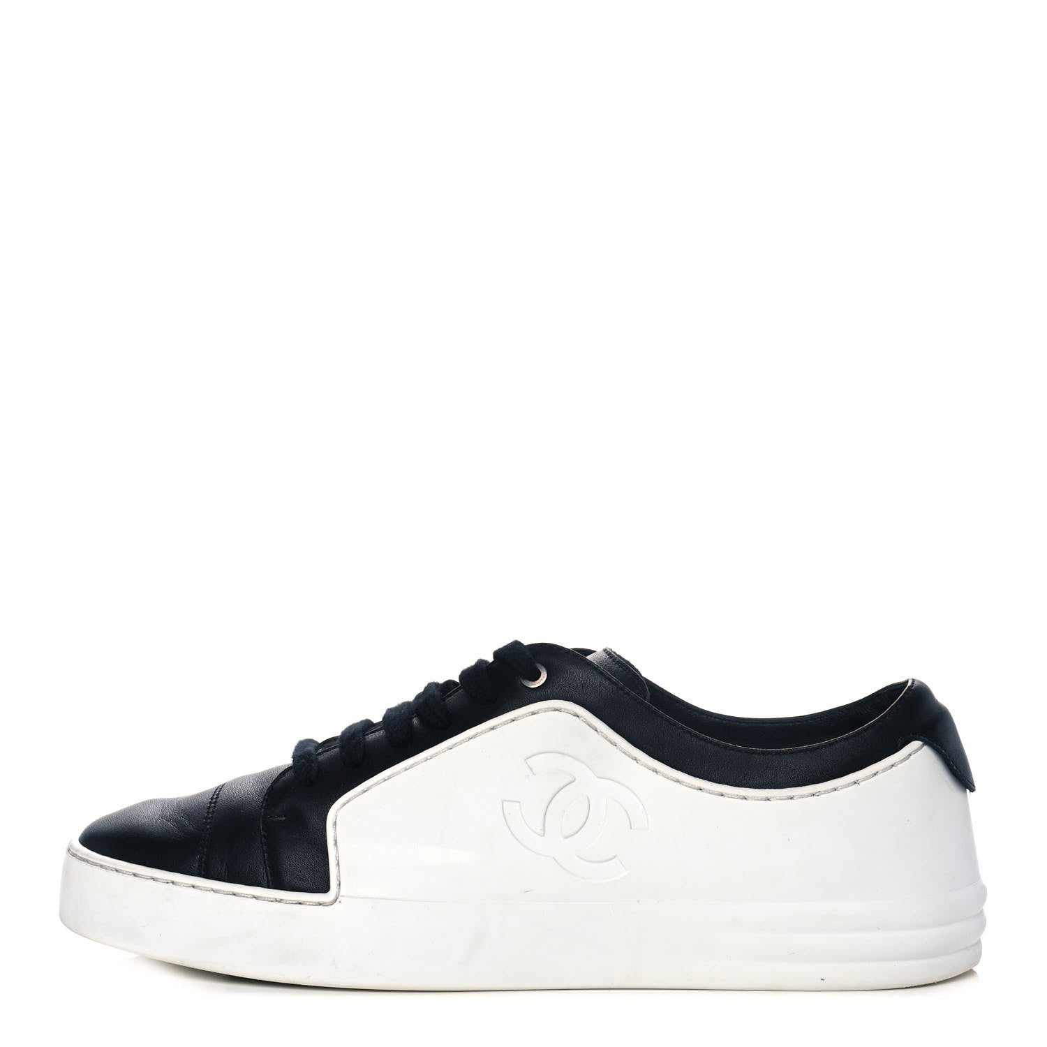 Chanel Calfskin Womens CC Sneakers 39 Black White 1 of 11