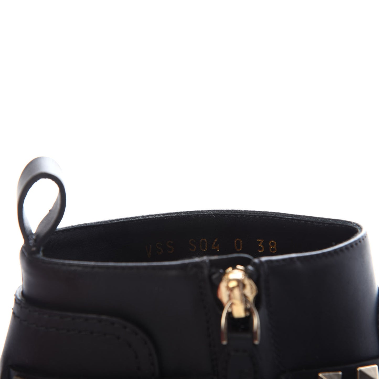 Calfskin Rockstud Double Buckle 50mm Cowboy Ankle Boots 38 Black