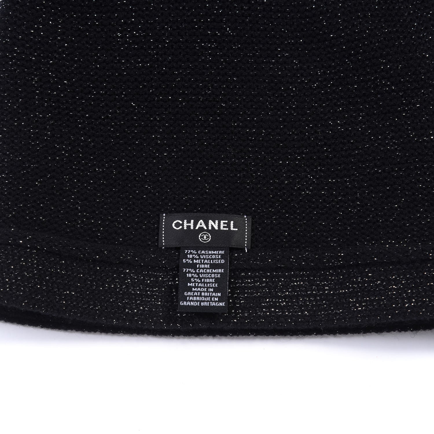 Chanel Cashmere Blend CC Beanie Hat Black 3 of 3
