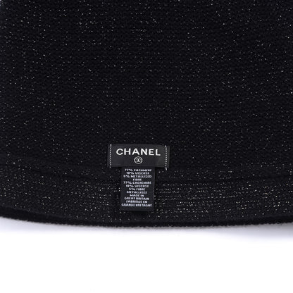 Chanel Cashmere Blend CC Beanie Hat Black 3 of 3