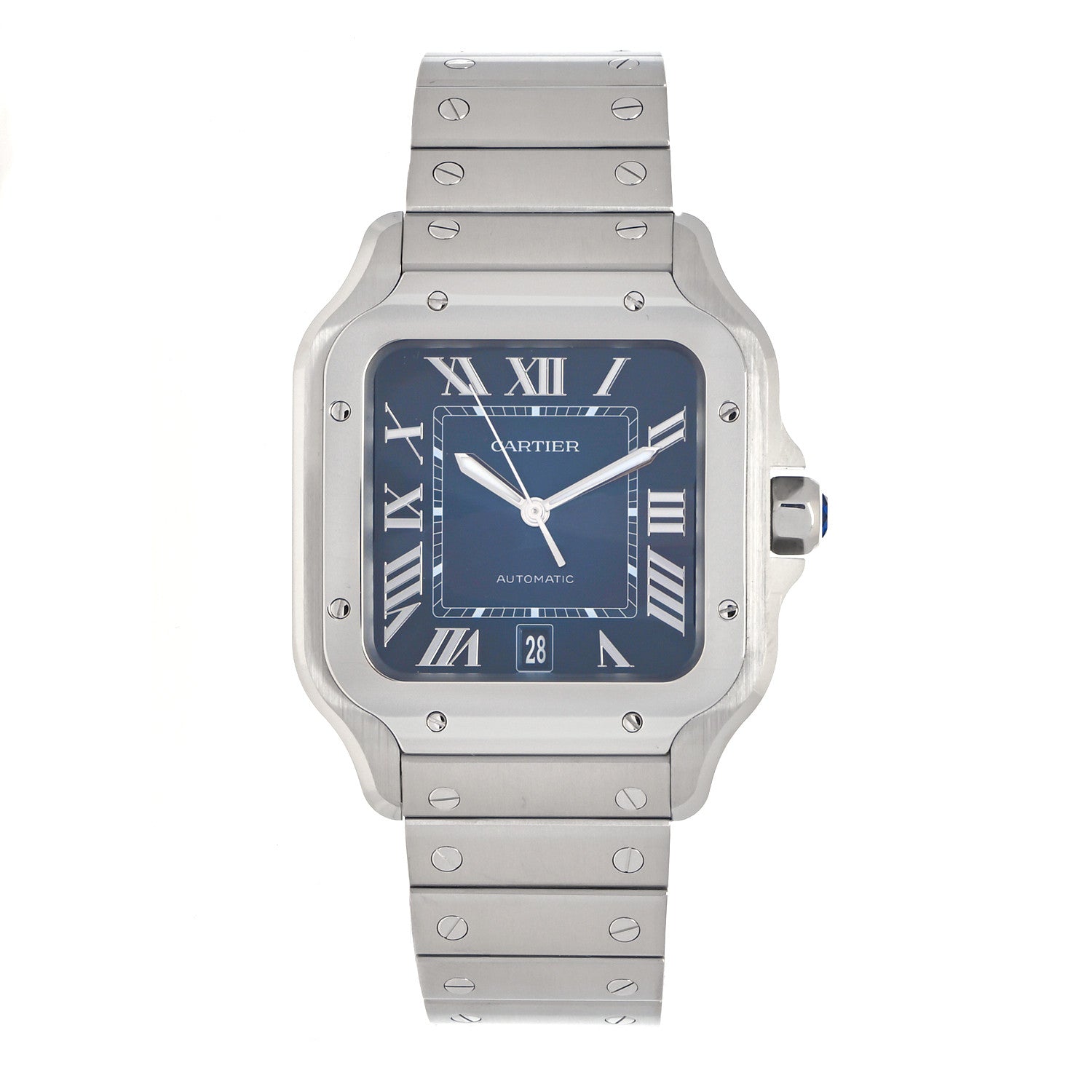 Cartier Stainless Steel 39.8mm Santos De Cartier Automatic Watch Blue 1 of 5