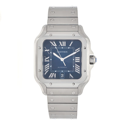 Cartier Stainless Steel 39.8mm Santos De Cartier Automatic Watch Blue 1 of 5