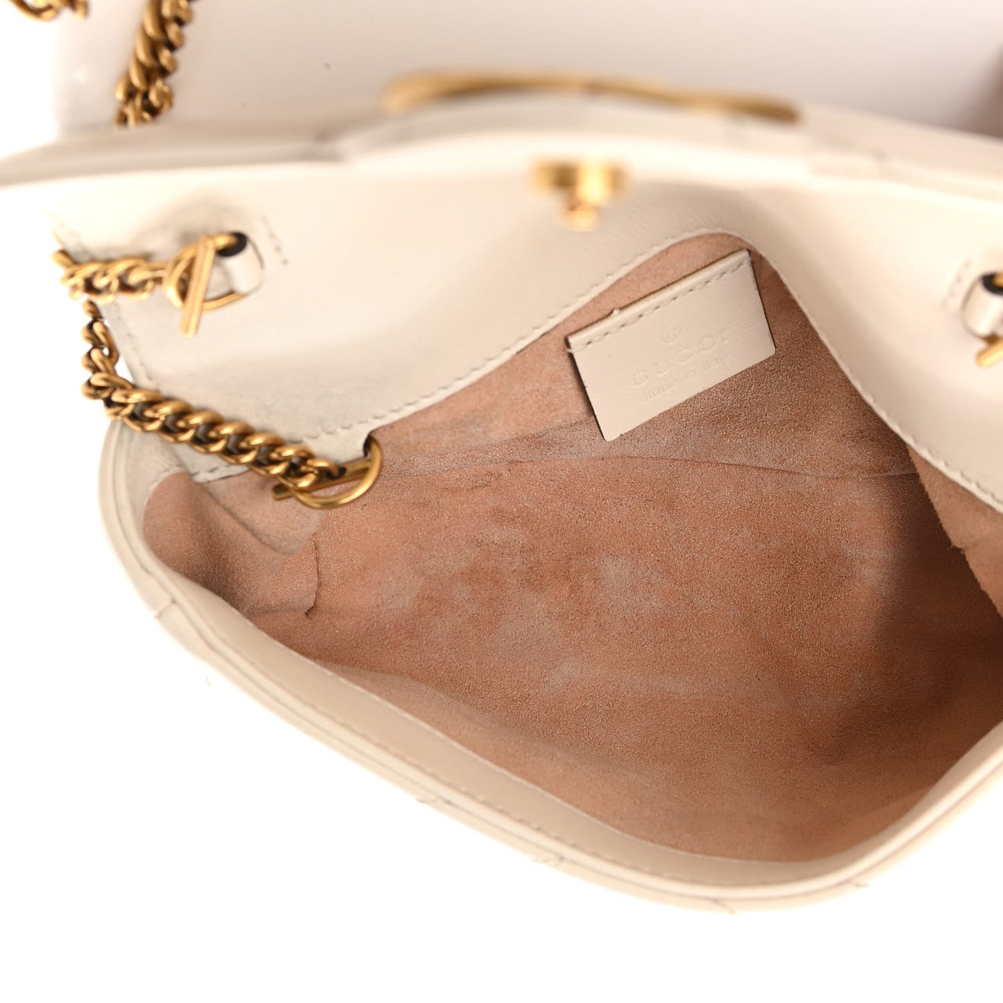 Calfskin Matelasse Super Mini GG Marmont Shoulder Bag White