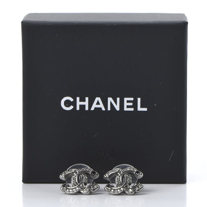 Chanel Ruthenium Crystal CC Earrings Silver Black 5 of 5