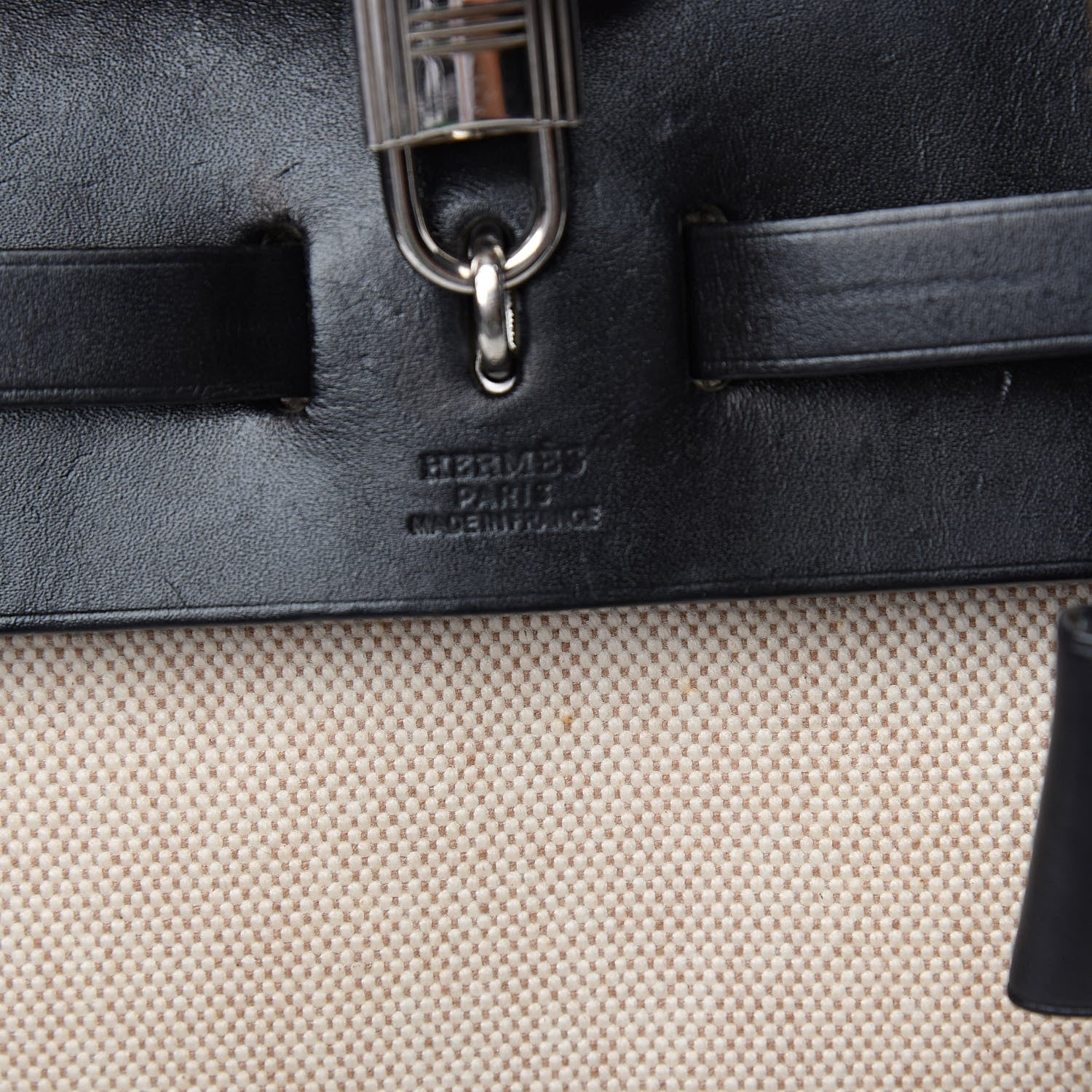 Hermes Toile Vache Calfskin Herbag 30 PM Natural Black 6 of 16