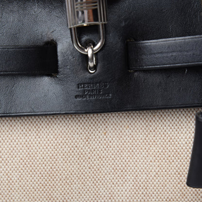 Hermes Toile Vache Calfskin Herbag 30 PM Natural Black 6 of 16