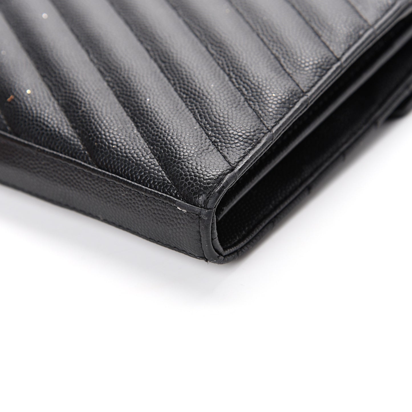 Grain De Poudre Matelasse Chevron Monogram Chain Wallet Black