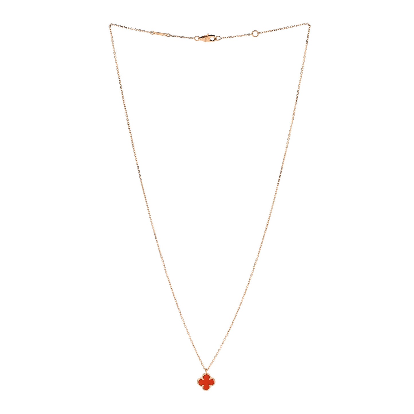 18K Rose Gold Carnelian Sweet Alhambra Pendant Necklace