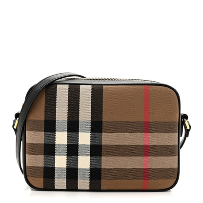 Burberry Giant Check Calfskin Large Camera Bag Black 1 of 9