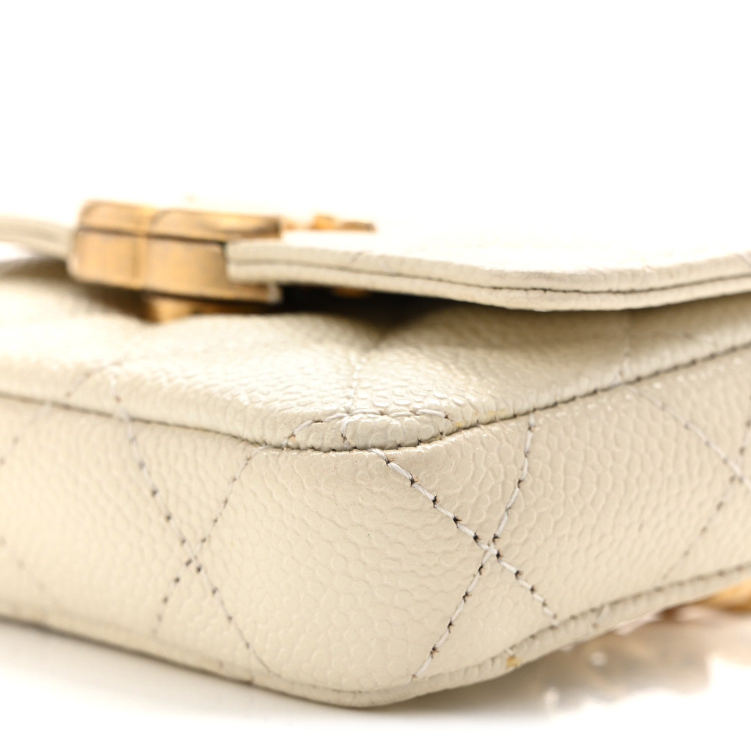 Chanel Shiny Caviar Quilted Chain Melody Belt Bag White 11 of 11