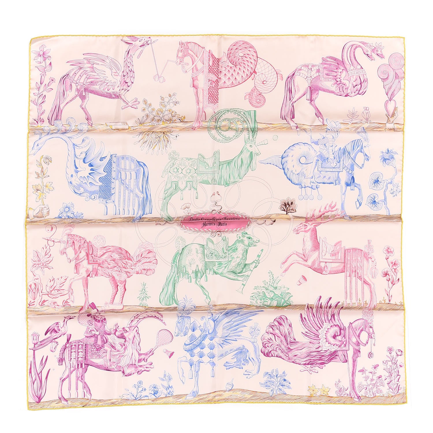 Hermes Silk Della Cavalleria Favolosa Reversible Scarf 90 Rose The Magenta Rose Fragola 1 of 3