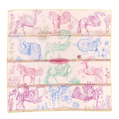 Hermes Silk Della Cavalleria Favolosa Reversible Scarf 90 Rose The Magenta Rose Fragola 1 of 3