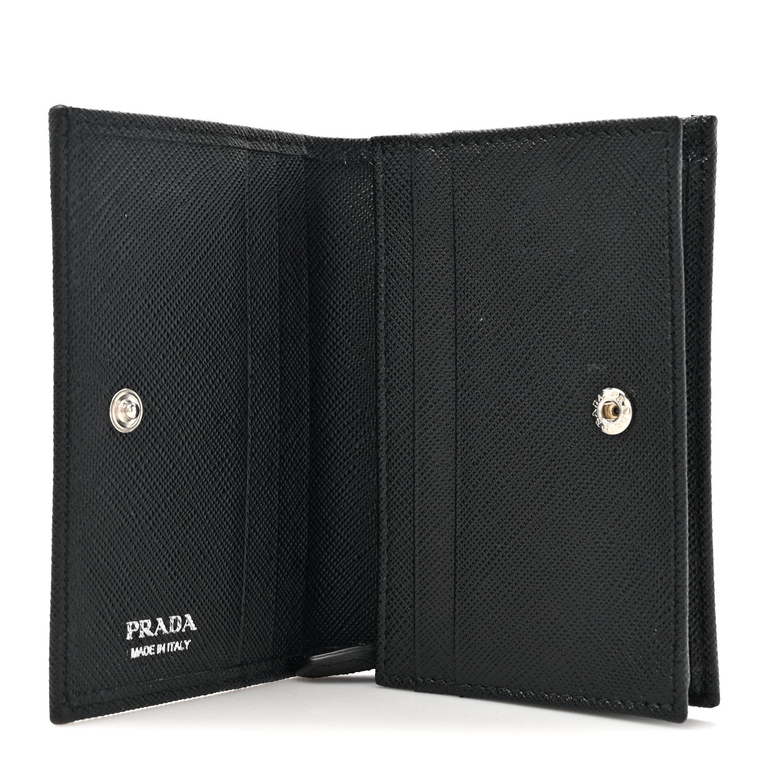 Prada Saffiano Small Triangle Bi-Fold Wallet Black 5 of 10
