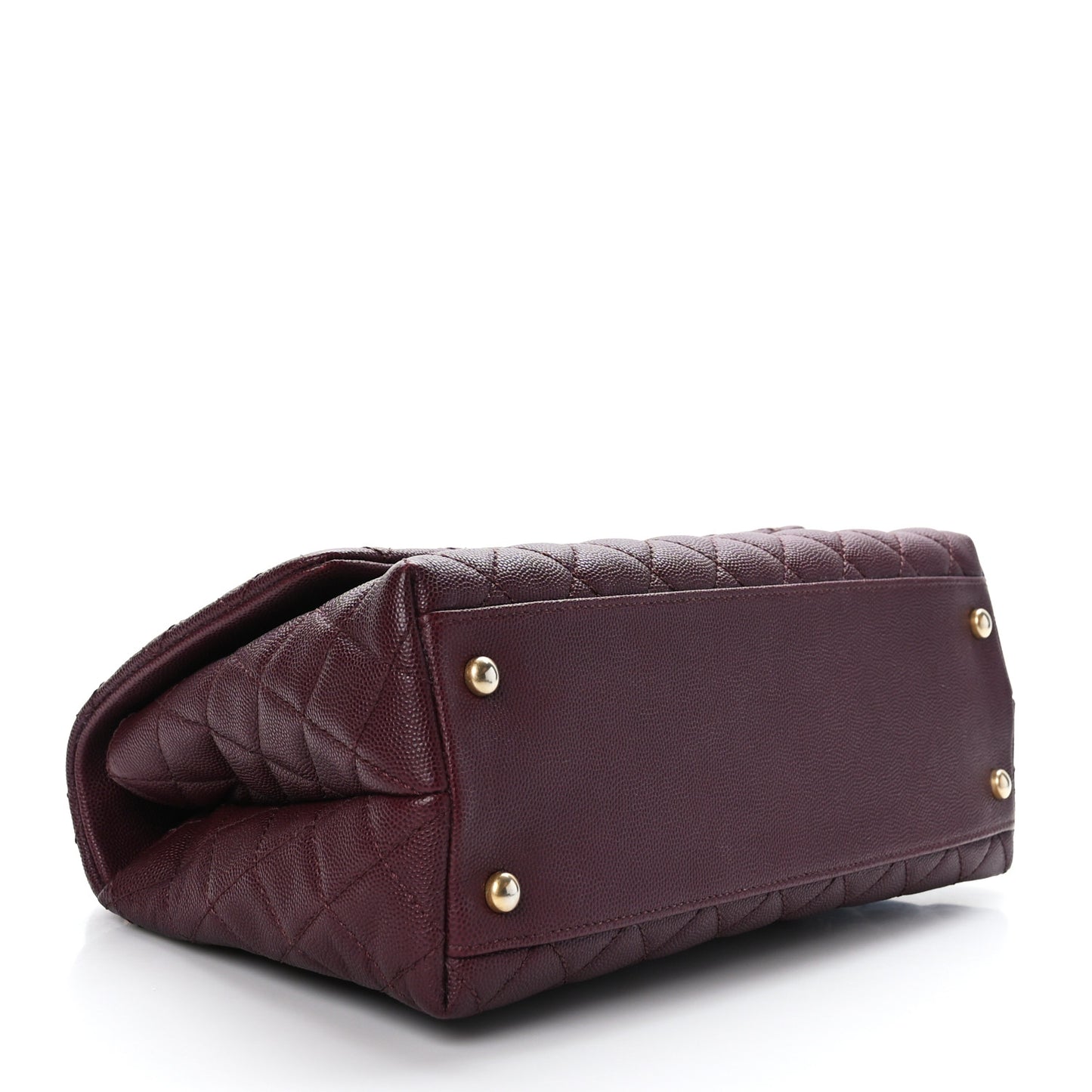 Caviar Lizard Embossed Quilted Small Coco Handle Flap Burgundy