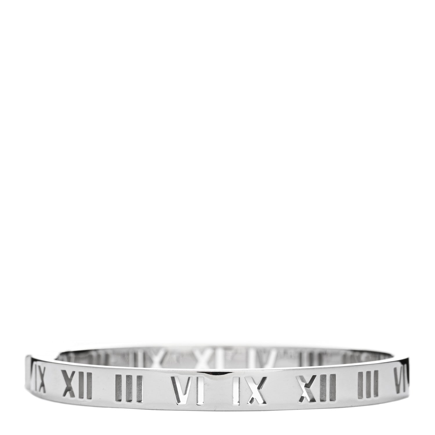 Tiffany 18K White Gold Diamond Atlas Pierced Hinged Bangle Bracelet 2 of 4
