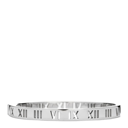Tiffany 18K White Gold Diamond Atlas Pierced Hinged Bangle Bracelet 2 of 4
