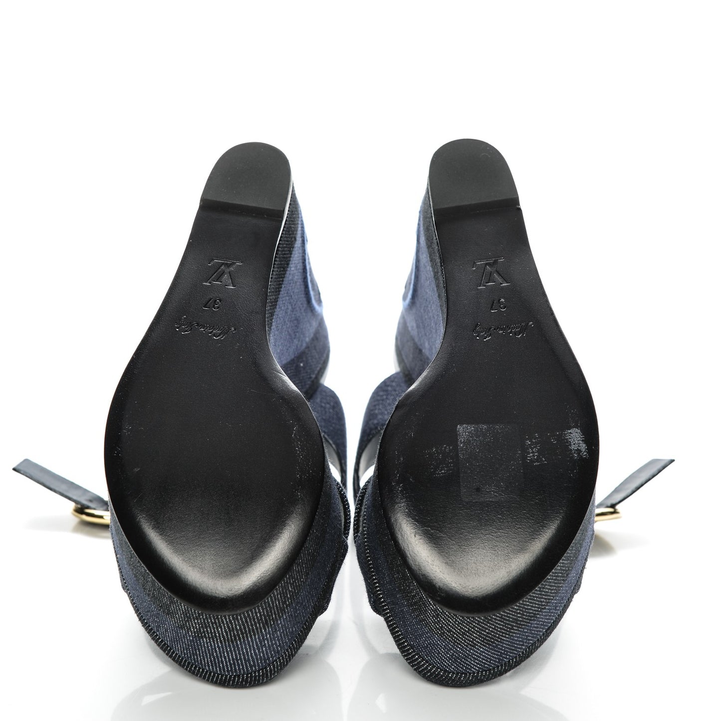 Canvas Blue Shore Wedge Sandal 37 Marine