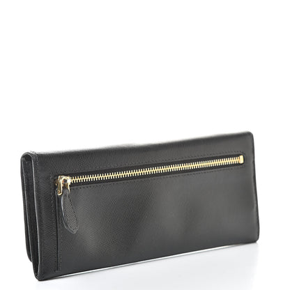 Prada Saffiano Continental Flap Wallet Black 3 of 10