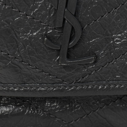 Saint Laurent Crinkled Calfskin Matelasse Monogram Baby Niki Chain Satchel Storm 13 of 14