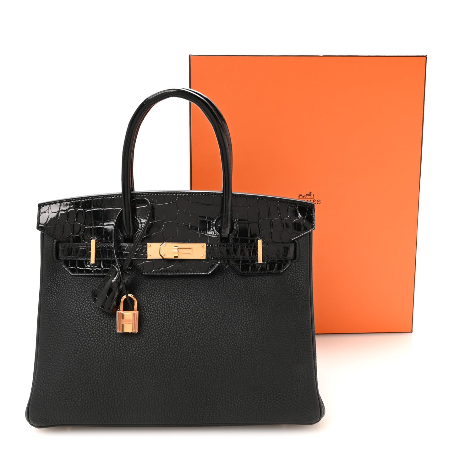 Togo Shiny Niloticus Crocodile Birkin Touch 30 Black
