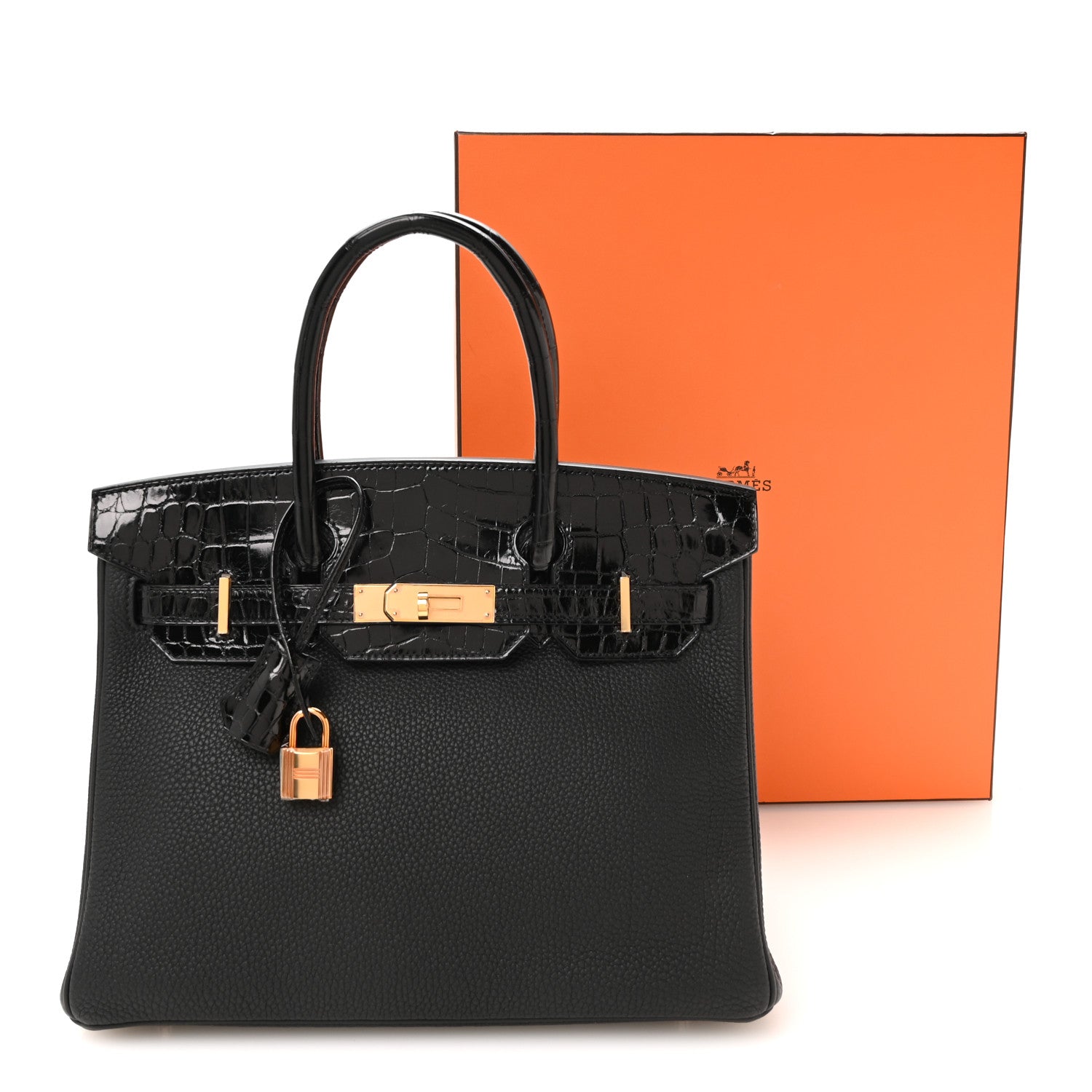 Hermes Togo Shiny Niloticus Crocodile Birkin Touch 30 Black 11 of 11