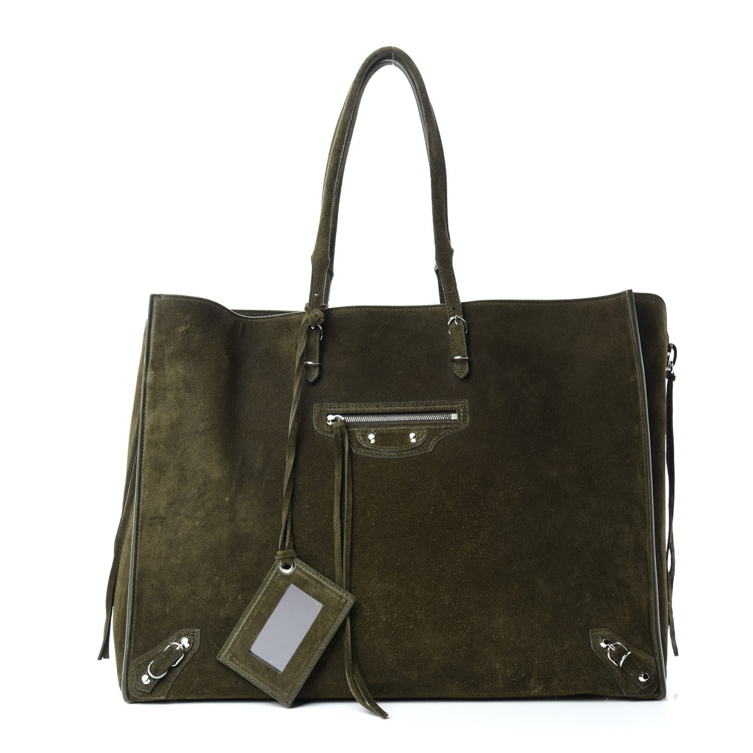 Balenciaga Baby Daim Suede Papier A4 Zip Around Tote Vert Militaire 1 of 10