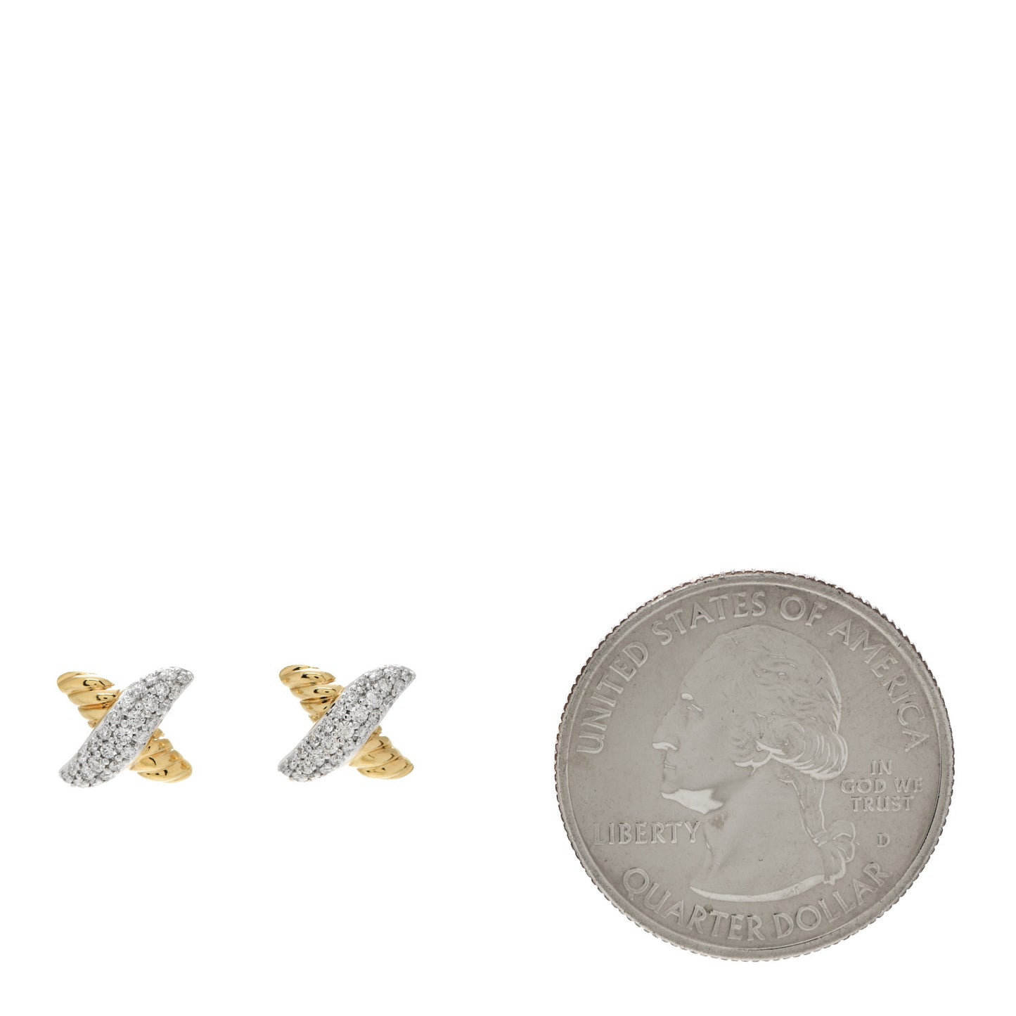 18K Yellow Gold Diamond Pave X Earrings