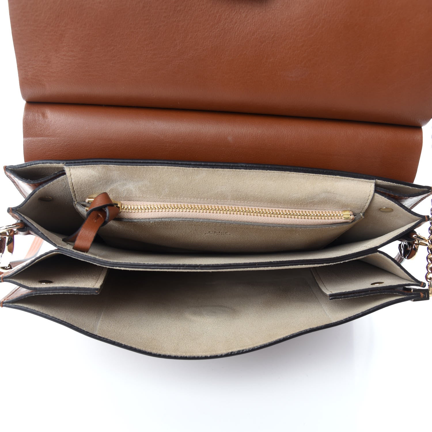 Chloe Suede Calfskin Medium Faye Shoulder Bag Tobacco 5 of 10