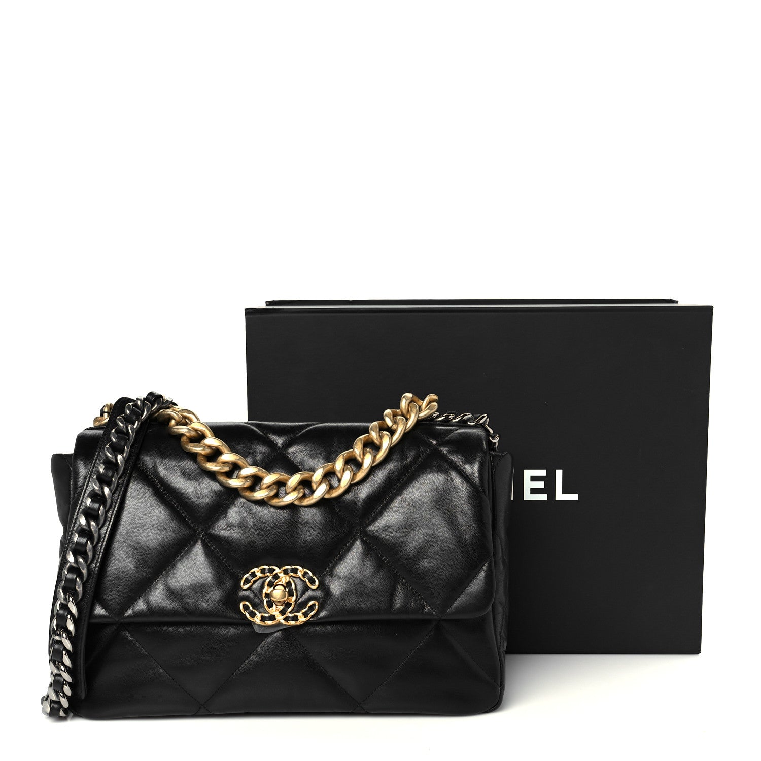 Chanel Goatskin Quilted Large Chanel 19 Flap Black 11 of 11